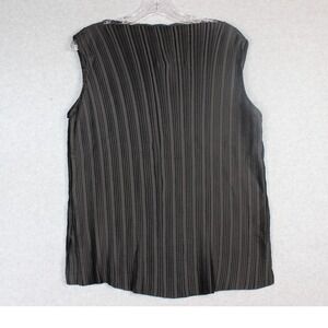 Zara Women Sleeveless Boat Neck Side Slit Pleated Plisse Top Size‎ M Black